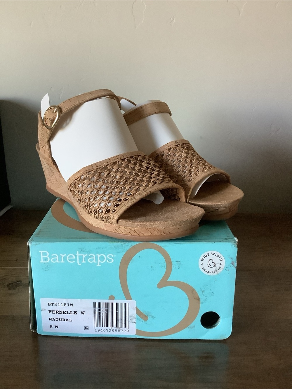 BareTraps Natural Woven Ankle-Strap Wedge Sandals